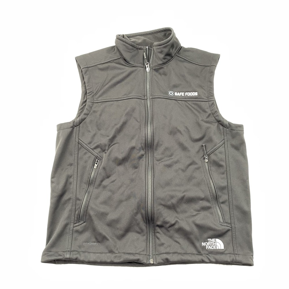 The North Face Vest Mens Large Black Soft Shell WindWall Full Zip Logo Outdoor